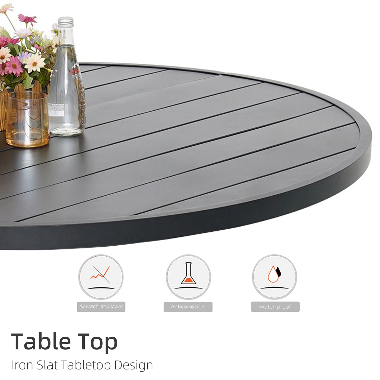 58 inch Round Patio Dining Table with Umbrella Hole