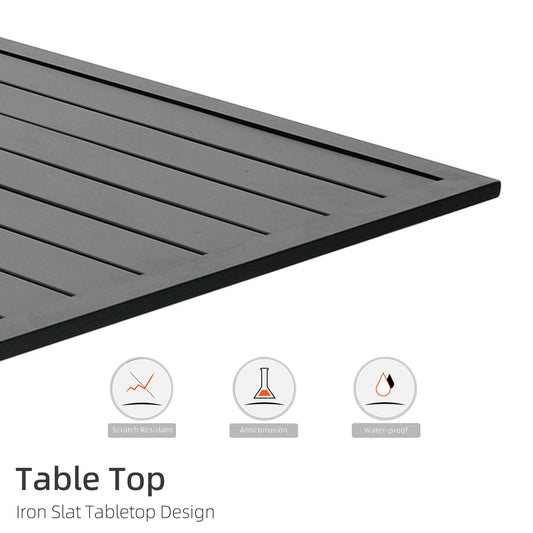 63" x 38" x 29" Rectangle Patio Dining Table with Umbrella Hole