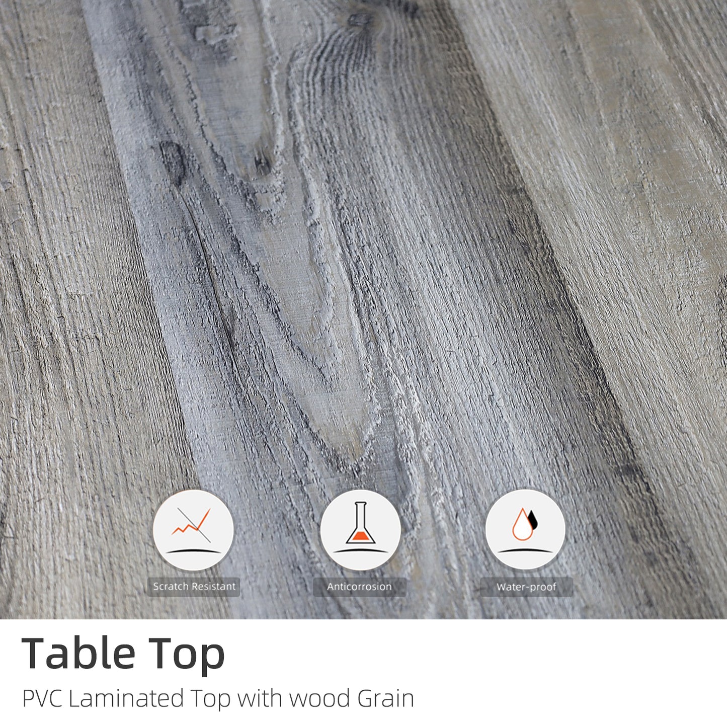 37" PVC Square Patio Dining Table with Umbrella Hole