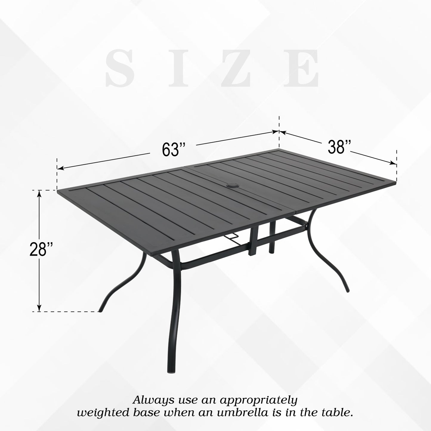 63" x 38" Rectangle Patio Dining Table