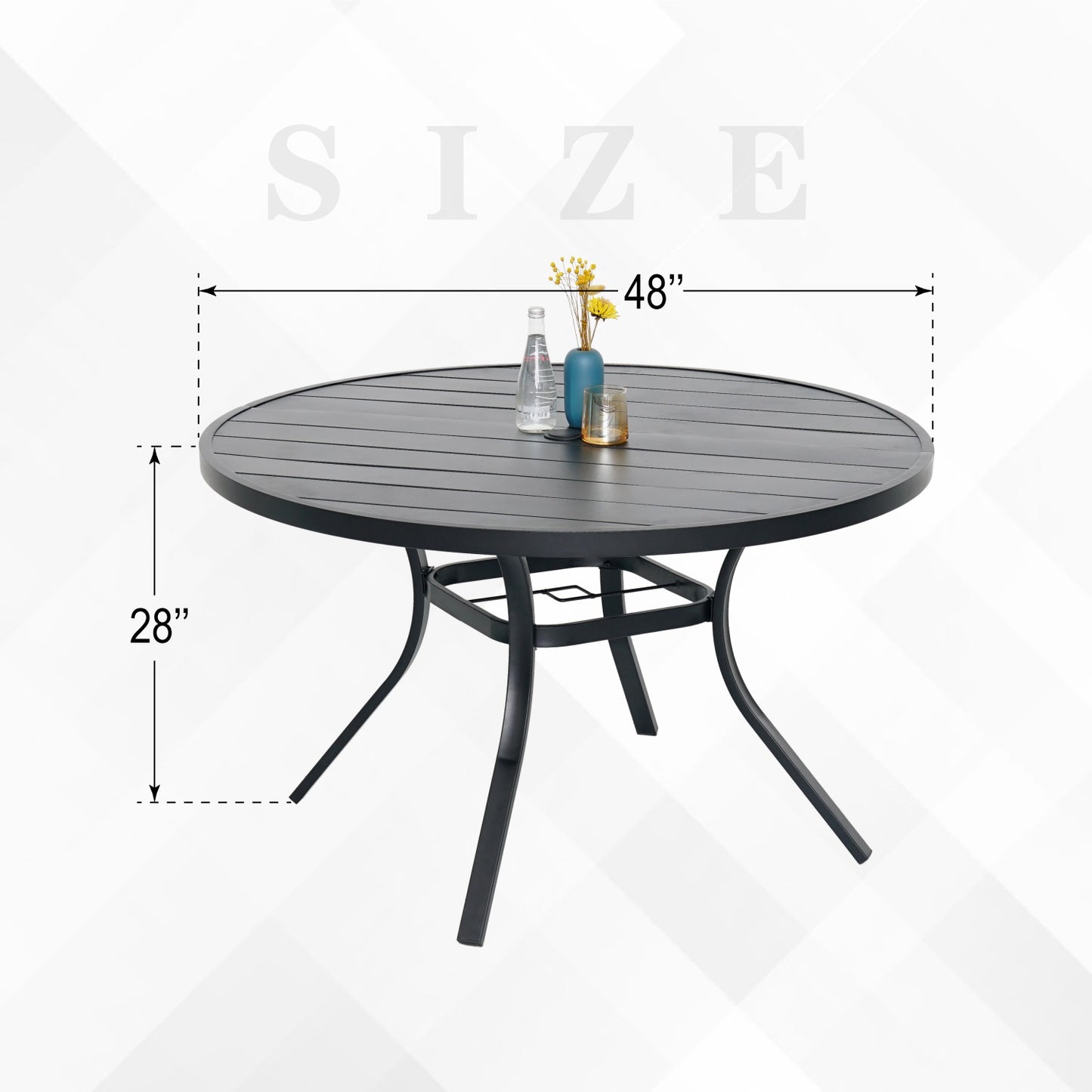 48 inch Round Patio Dining Table with Umbrella Hole