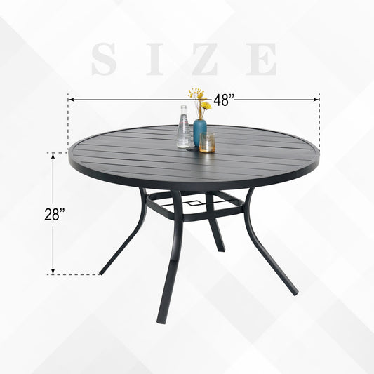 48 inch Round Patio Dining Table with Umbrella Hole