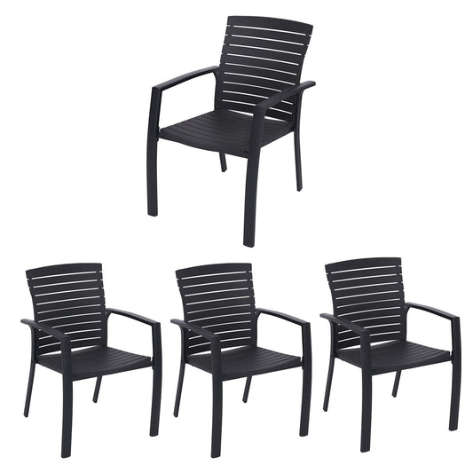 Aluminum and Resin Stackable Patio Dining Chairs