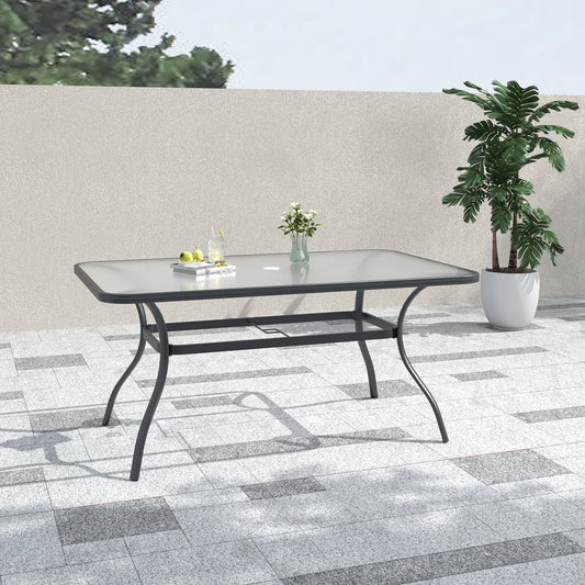 Mesa de comedor redonda de cristal de 40 pulgadas para patio con orificio para sombrilla
