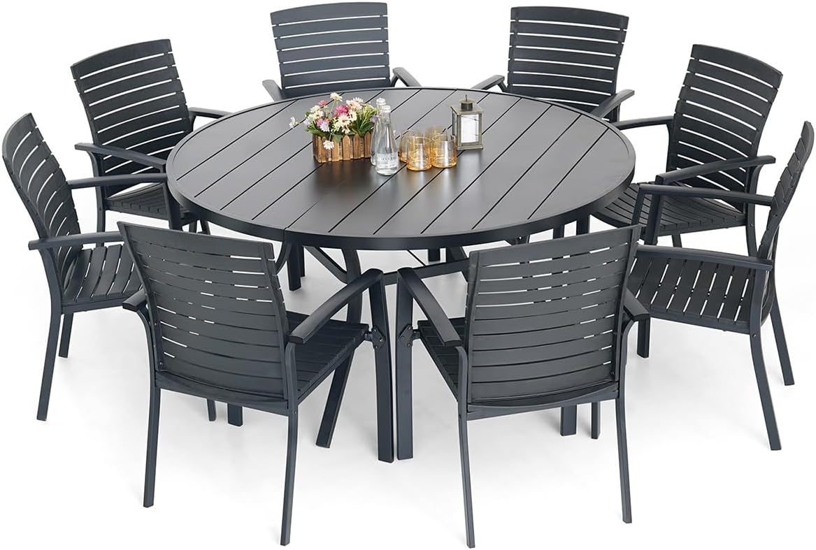 58 inch Round Patio Dining Table with Umbrella Hole
