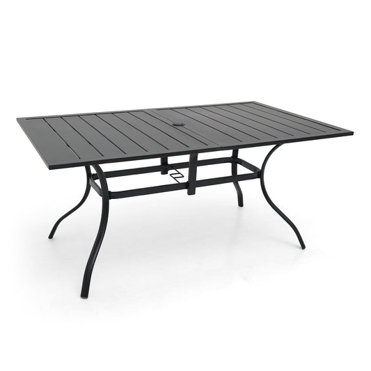63" x 38" Rectangle Patio Dining Table with Umbrella Hole