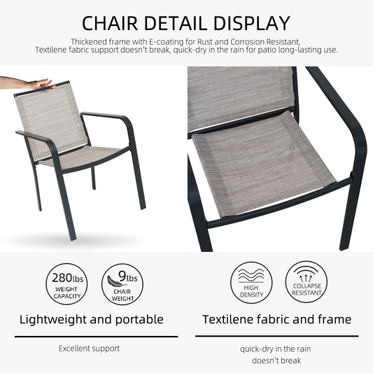 Patio 37" Plastic Square Table and  Stackable Chairs Set of 5