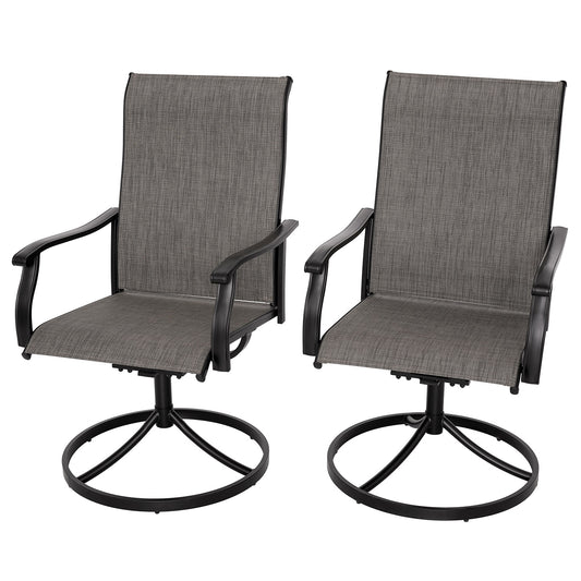 Swivel Patio Dining Chairs with Retro Arm