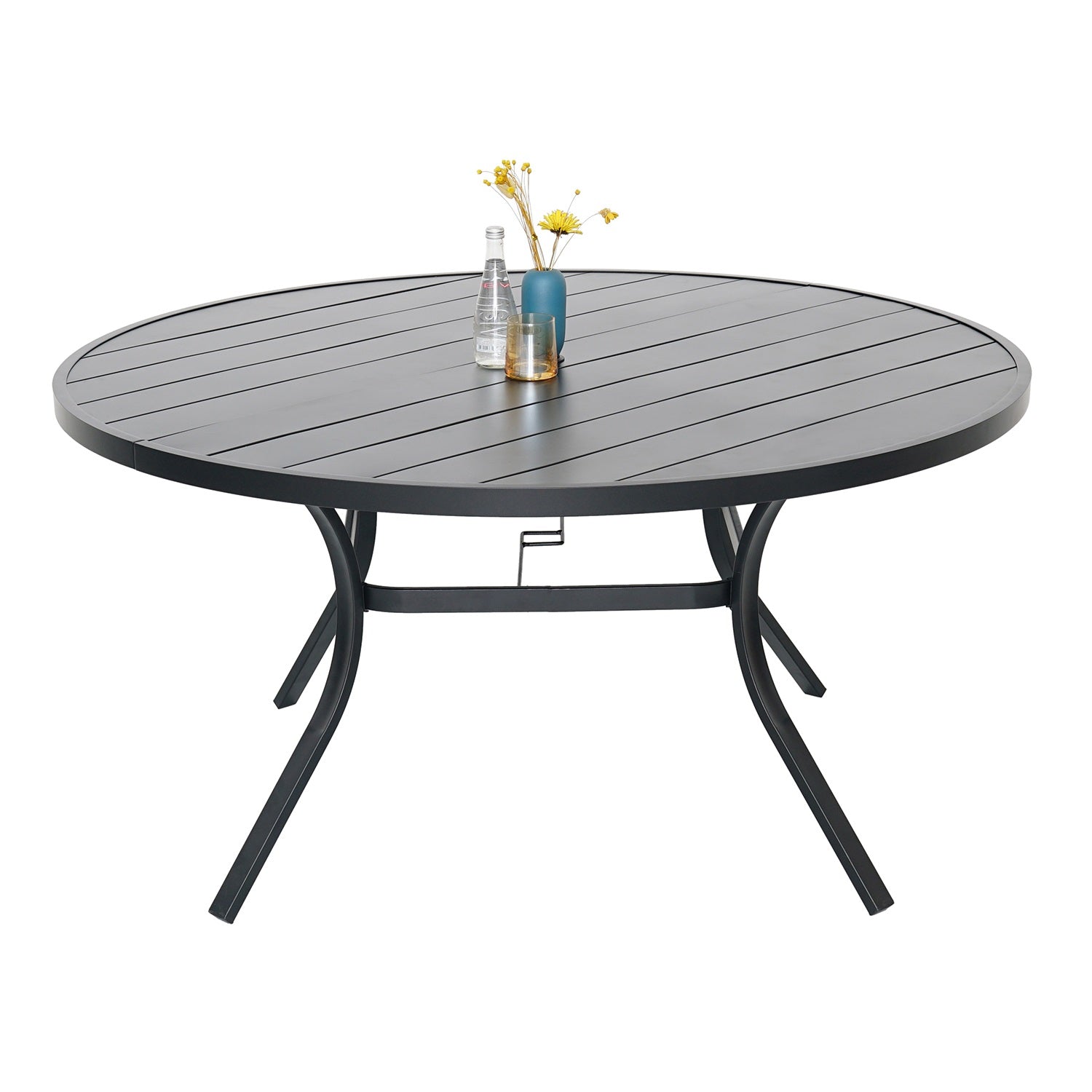clearance patio table with umbrella hole 4 Pieces Rattan Dining Furniture Set Acacia Wood Frame Chair this outdoor dining set is perfect for creating memorable moments in your garden or patio INNUMIA 11-Piece Aluminum Rectangular Outdoor