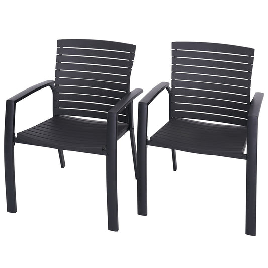 Aluminum and Resin Stackable Patio Dining Chairs