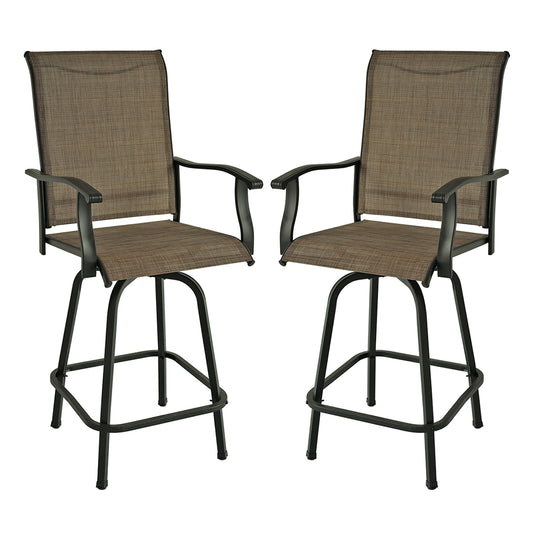 Sling Patio Swivel Bar Chairs Set