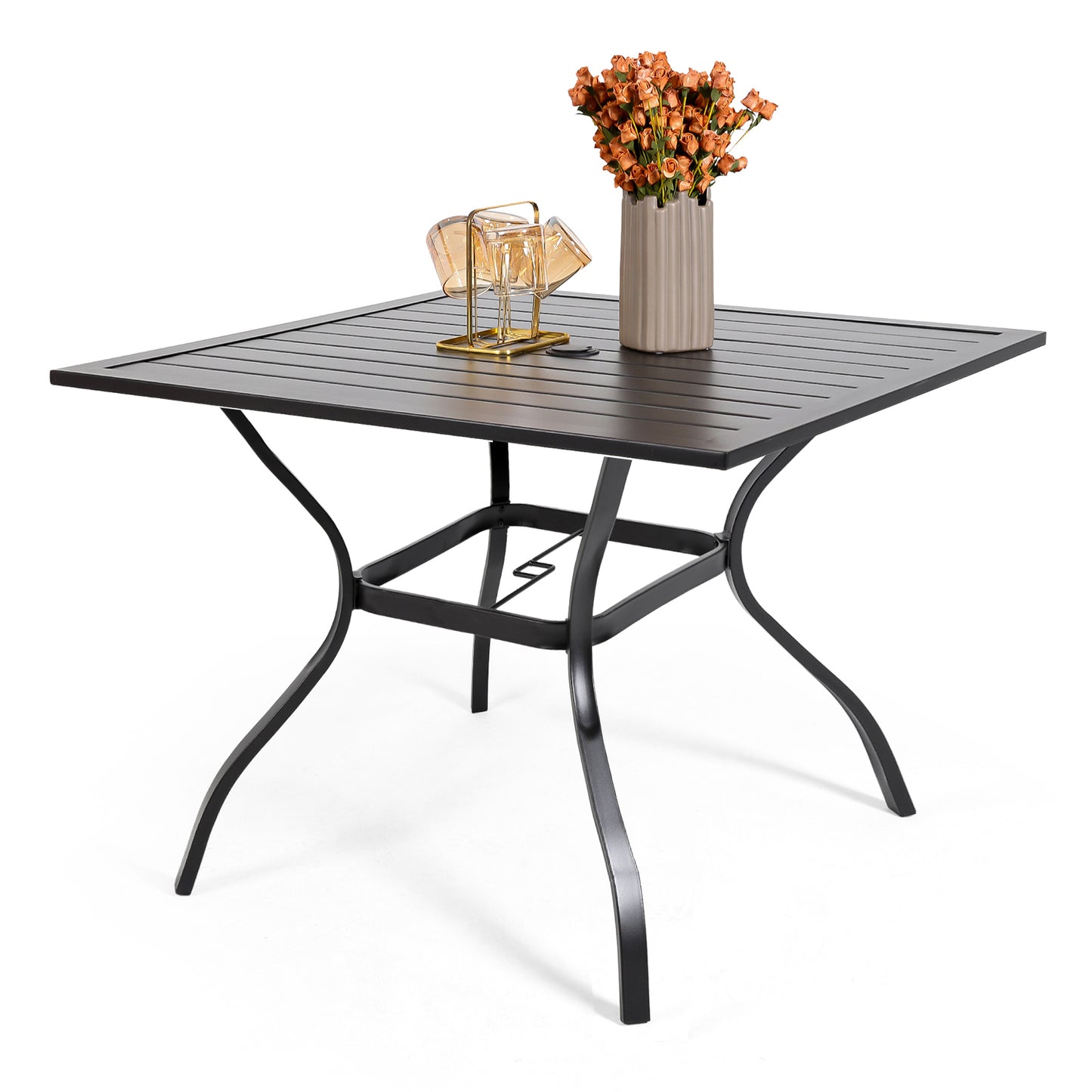35" Square Patio Dining Table with Umbrella Hole