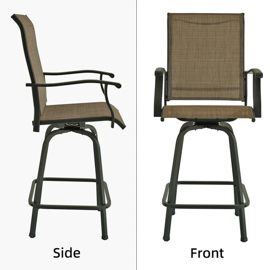 Sling Patio Swivel Bar Chairs Set