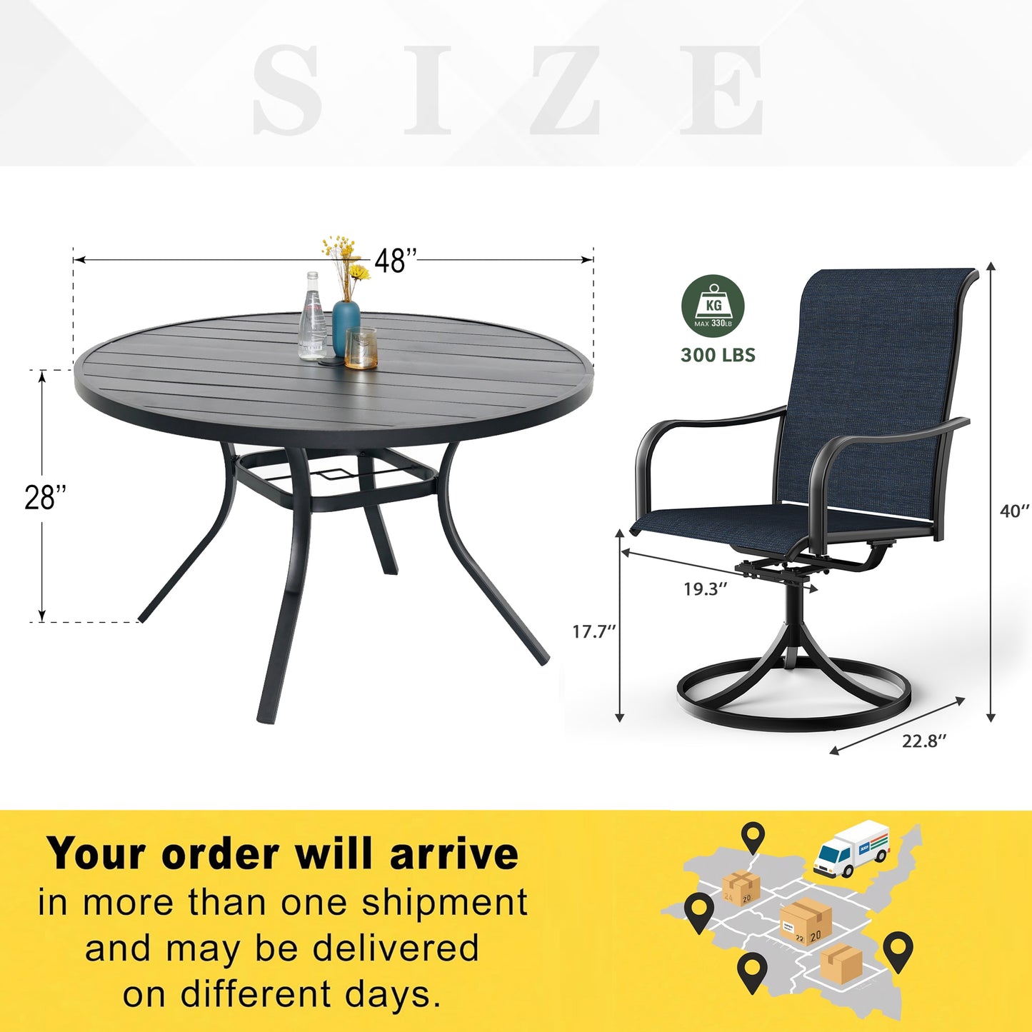 Patio Classic Swivel Chairs and 48" Round Table Set of 5