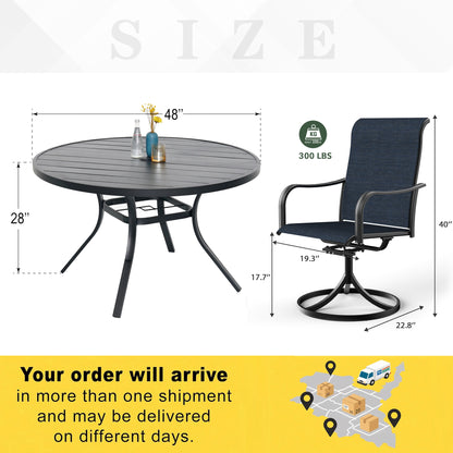 Patio Classic Swivel Chairs and 48" Round Table Set of 5