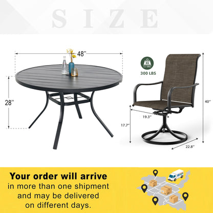 Patio Classic Swivel Chairs and 48" Round Table Set of 5