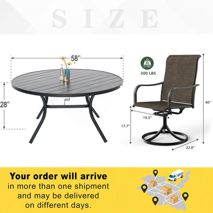 Patio Classic Swivel Chairs and 58" Round Table Set of 7