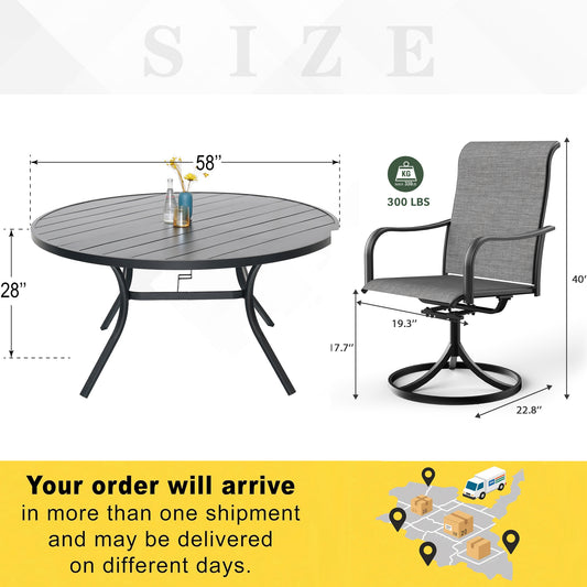 Patio Classic Swivel Chairs and 58" Round Table Set of 7