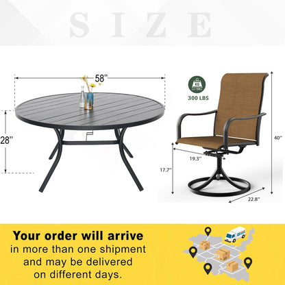 Patio Classic Swivel Chairs and 58" Round Table Set of 7