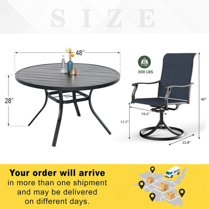 Patio Retro Swivel Chairs and 48" Round Table Set of 5