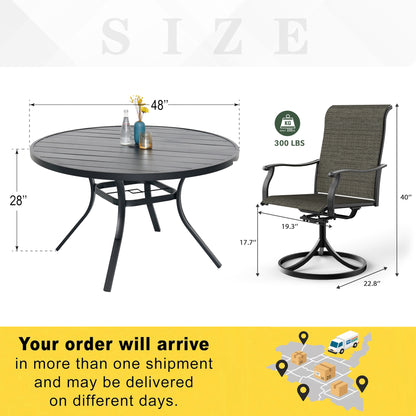 Patio Retro Swivel Chairs and 48" Round Table Set of 5