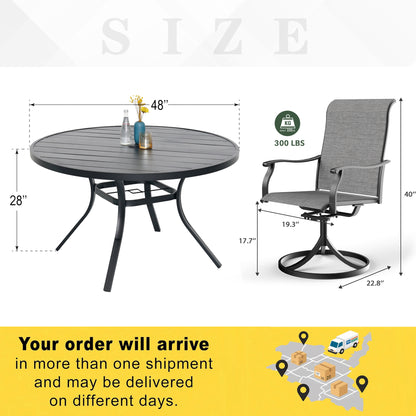 Patio Retro Swivel Chairs and 48" Round Table Set of 5