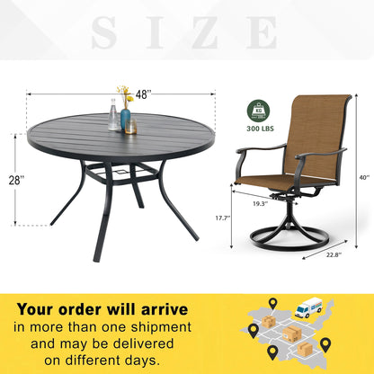Patio Retro Swivel Chairs and 48" Round Table Set of 5
