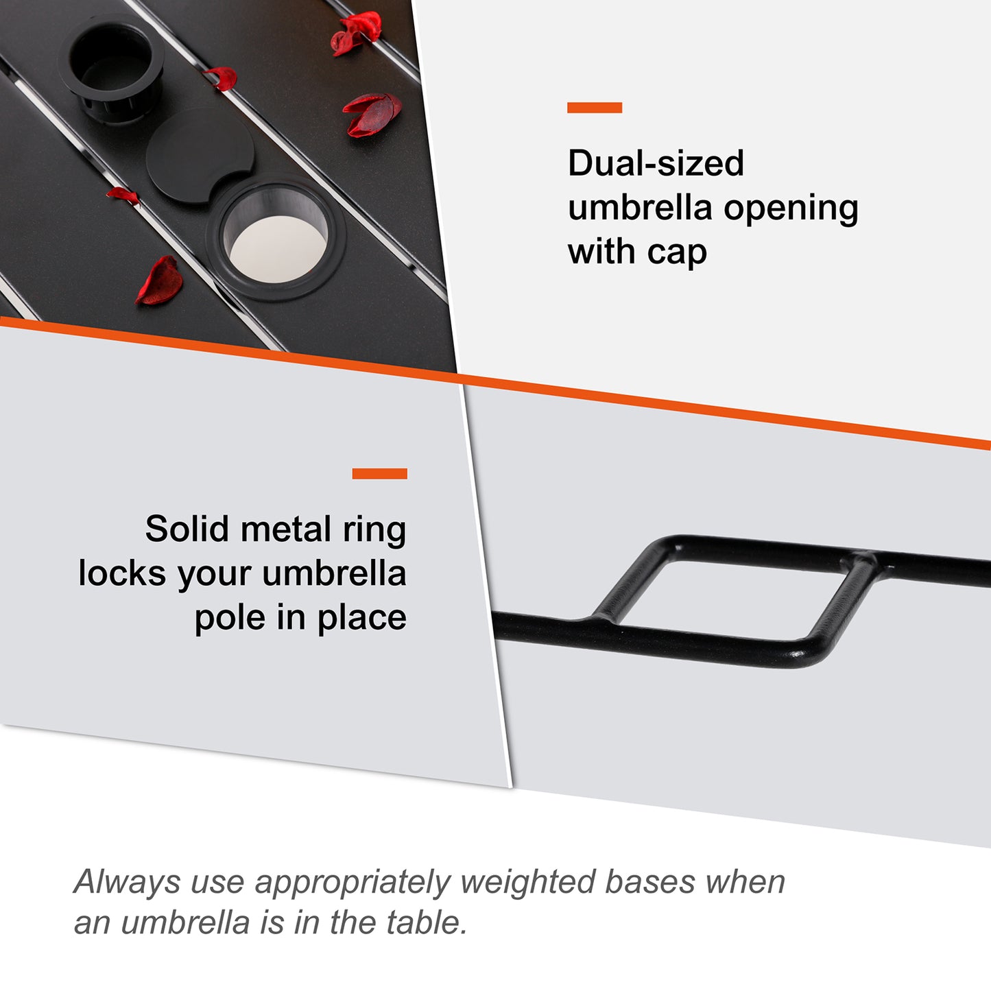 58 inch Round Patio Dining Table with Umbrella Hole