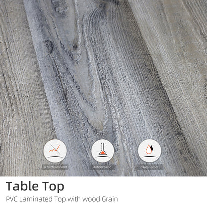 Patio 37" PVC Square Table and  Stackable Chairs Set of 5