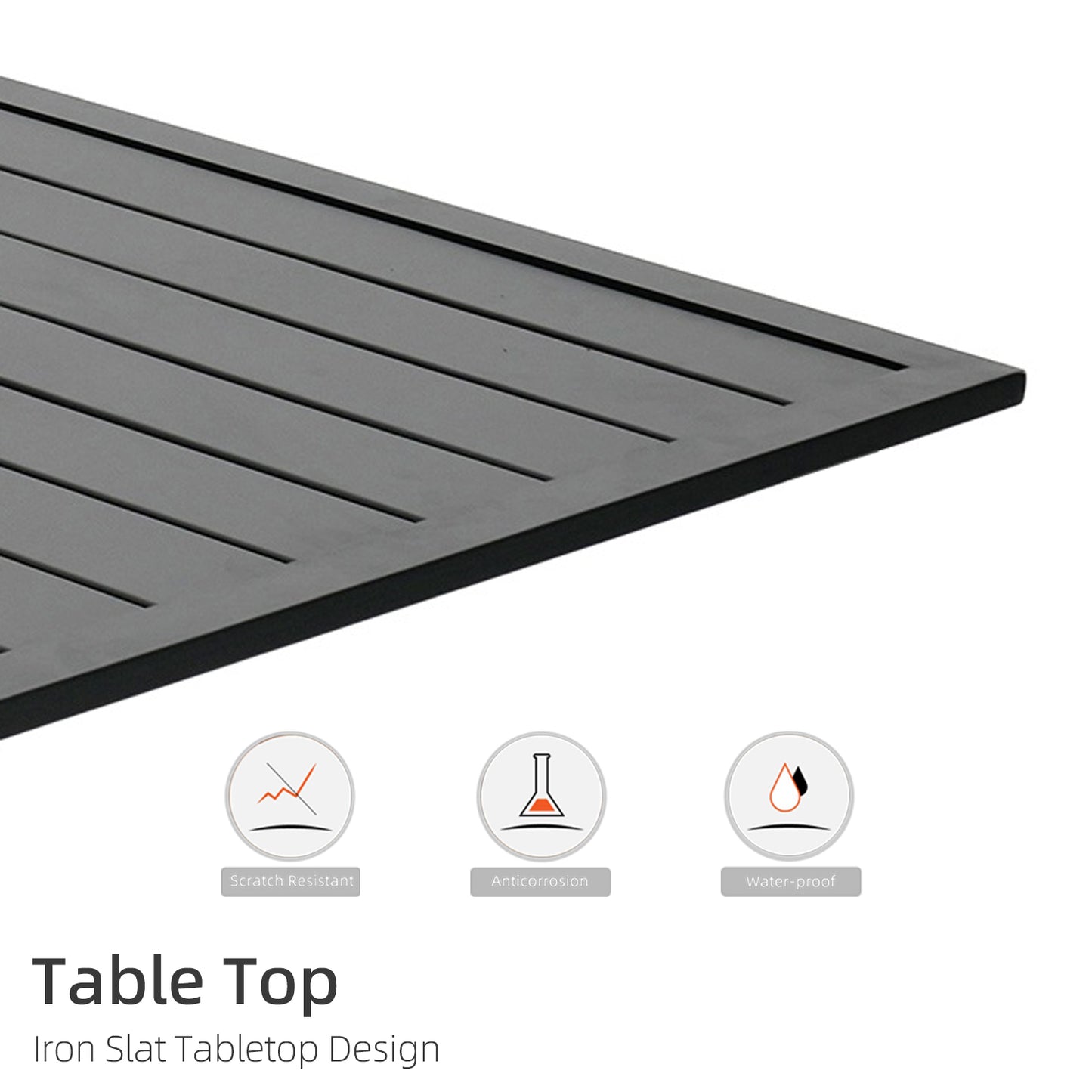 63" x 38" x 29" Rectangle Patio Dining Table with Umbrella Hole
