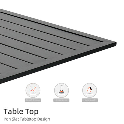 63" x 38" x 29" Rectangle Patio Dining Table with Umbrella Hole