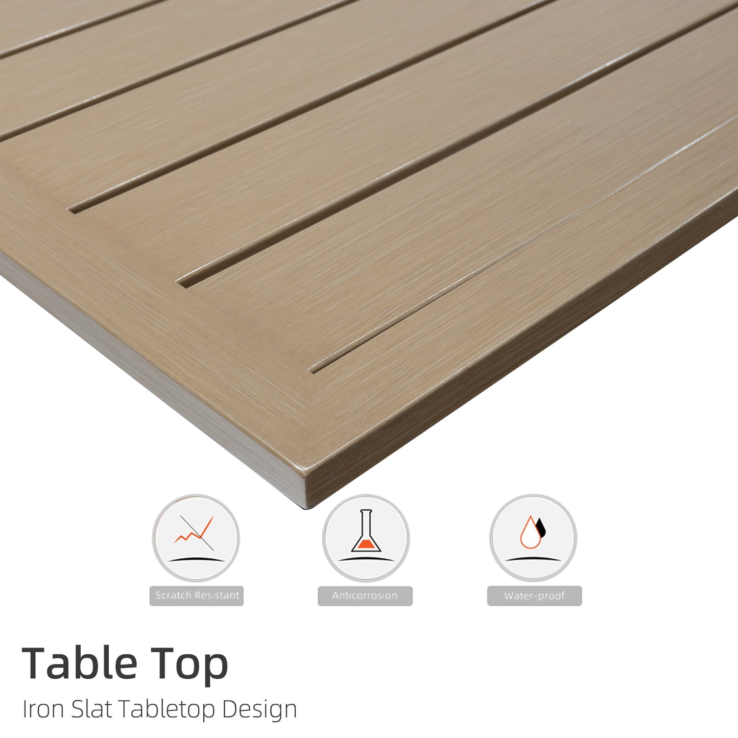 63" x 38" x 29" Rectangle Patio Dining Table with Umbrella Hole