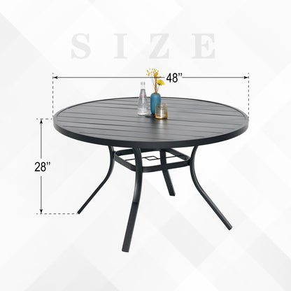 48 inch Round Patio Dining Table with Umbrella Hole