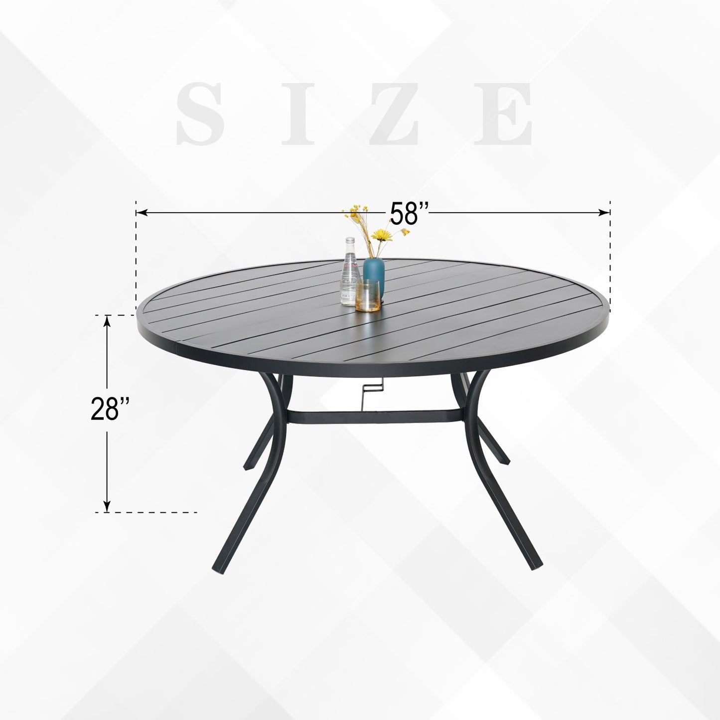 58 inch Round Patio Dining Table with Umbrella Hole