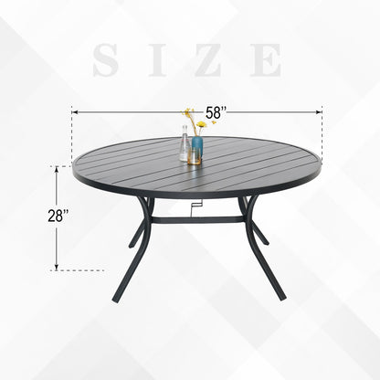 58 inch Round Patio Dining Table with Umbrella Hole