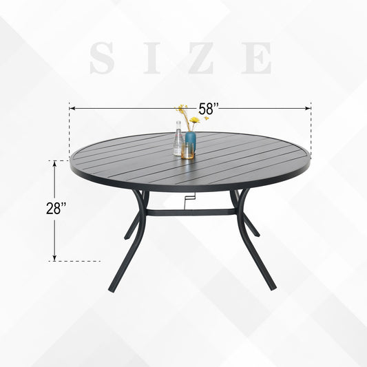 58 inch Round Patio Dining Table with Umbrella Hole