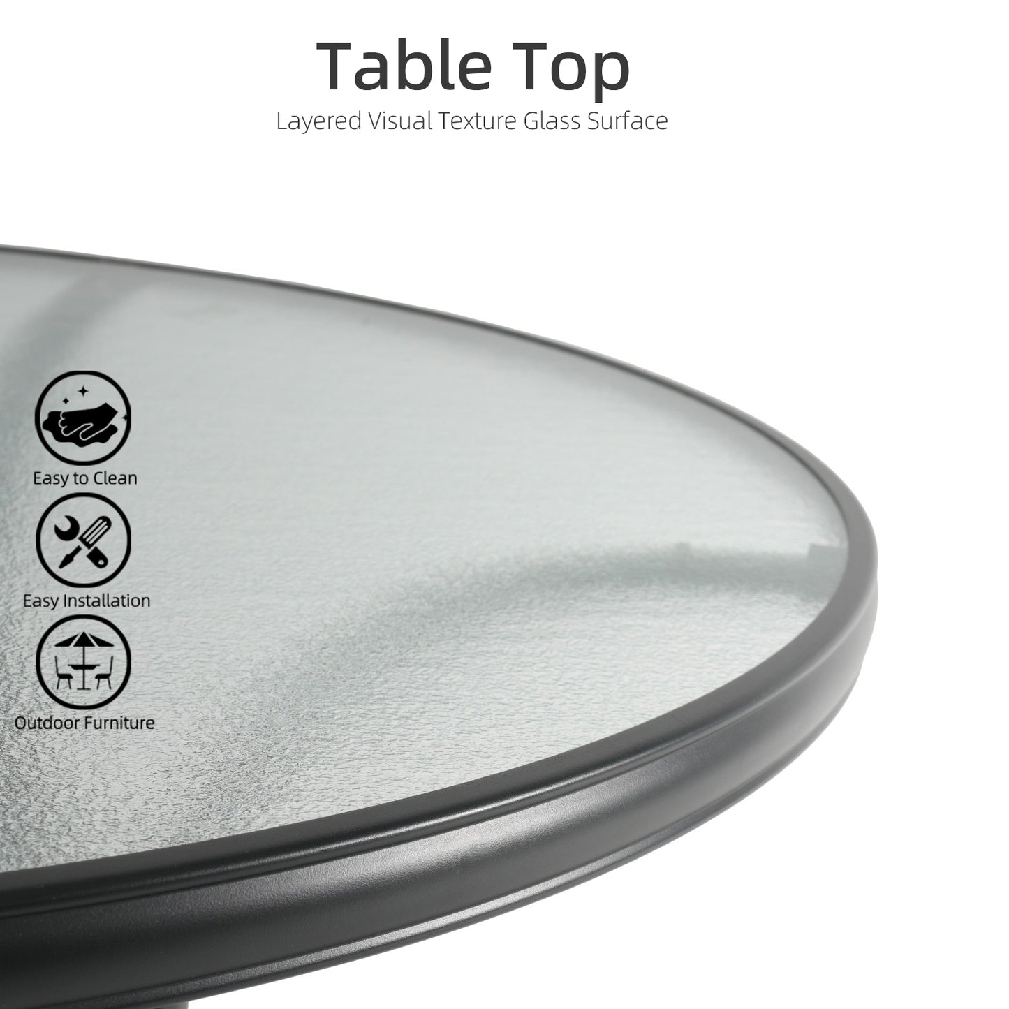 40 inch Round Glass Patio Dining Table with Umbrella Hole