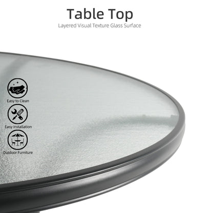 40 inch Round Glass Patio Dining Table with Umbrella Hole