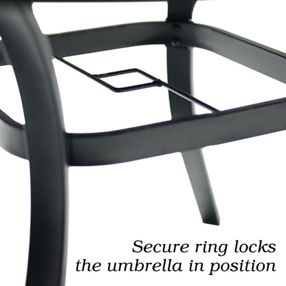 40 inch Round Glass Patio Dining Table with Umbrella Hole