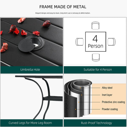 Patio 35" Square Table and  Stackable Chairs Set of 5