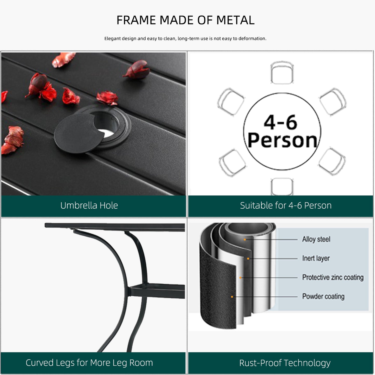 Patio 48" Round Table and Stackable Chairs Set of 7