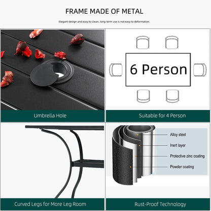 Patio Retro Swivel Chairs and 63" x 38" Rectangle Table Set of 7