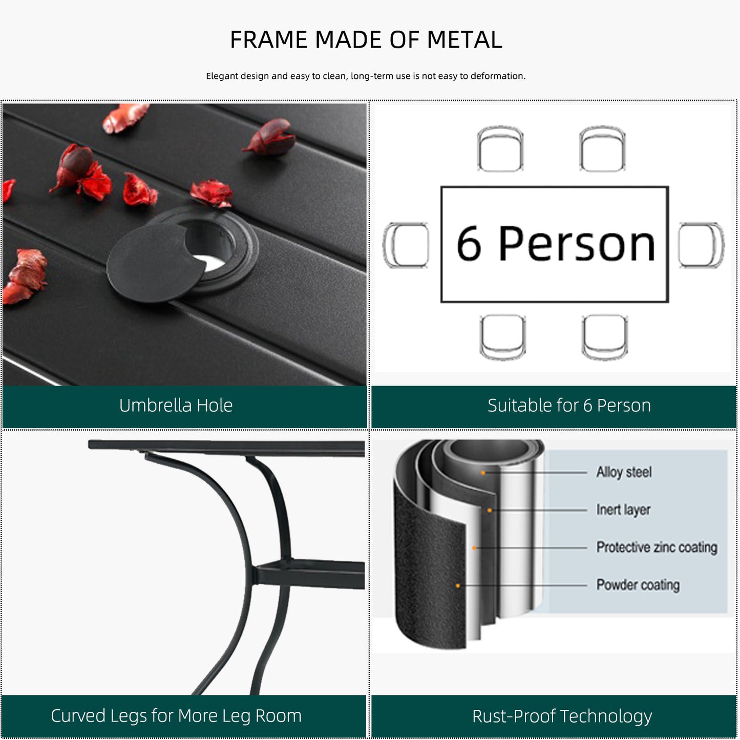 Patio Swivel Chairs and 63" x 38" Rectangle Table Set of 7