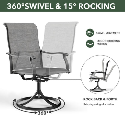 Swivel Patio Dining Chairs with Retro Arm