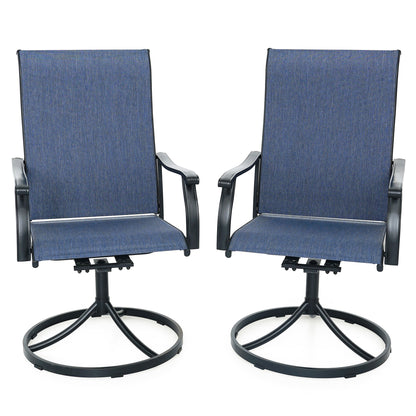 Swivel Patio Dining Chairs with Retro Arm