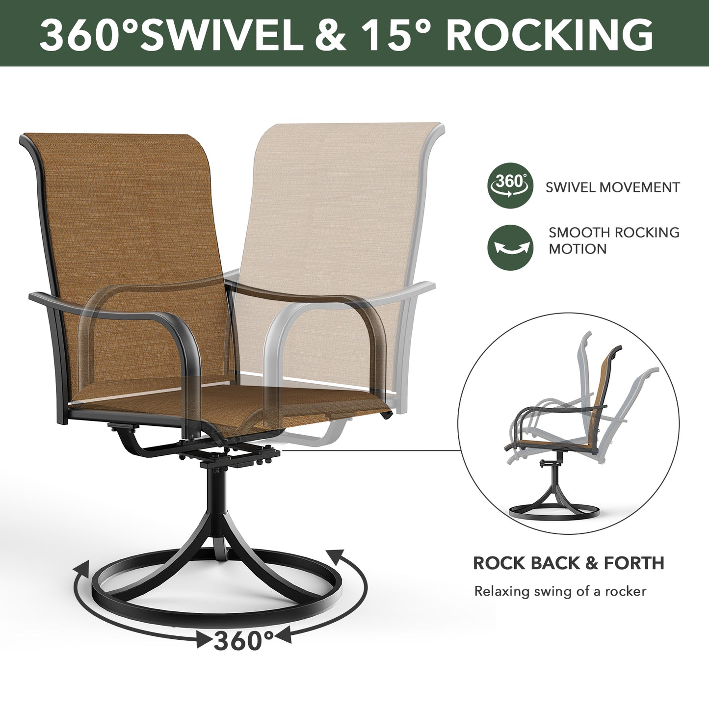 Patio Classic Swivel Chairs and 58" Round Table Set of 7