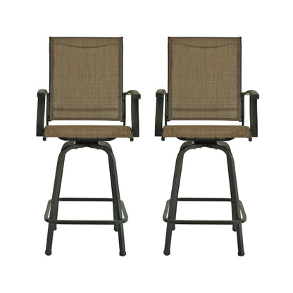 Sling Patio Swivel Bar Chairs Set