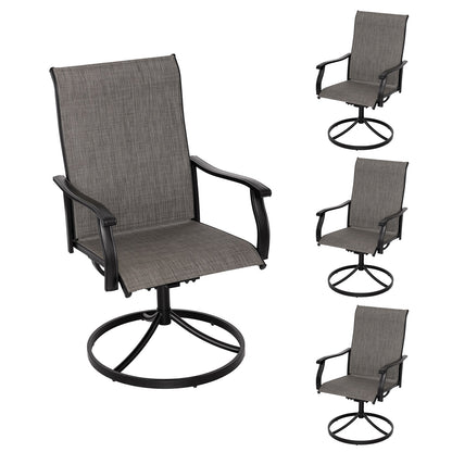 Swivel Patio Dining Chairs with Retro Arm