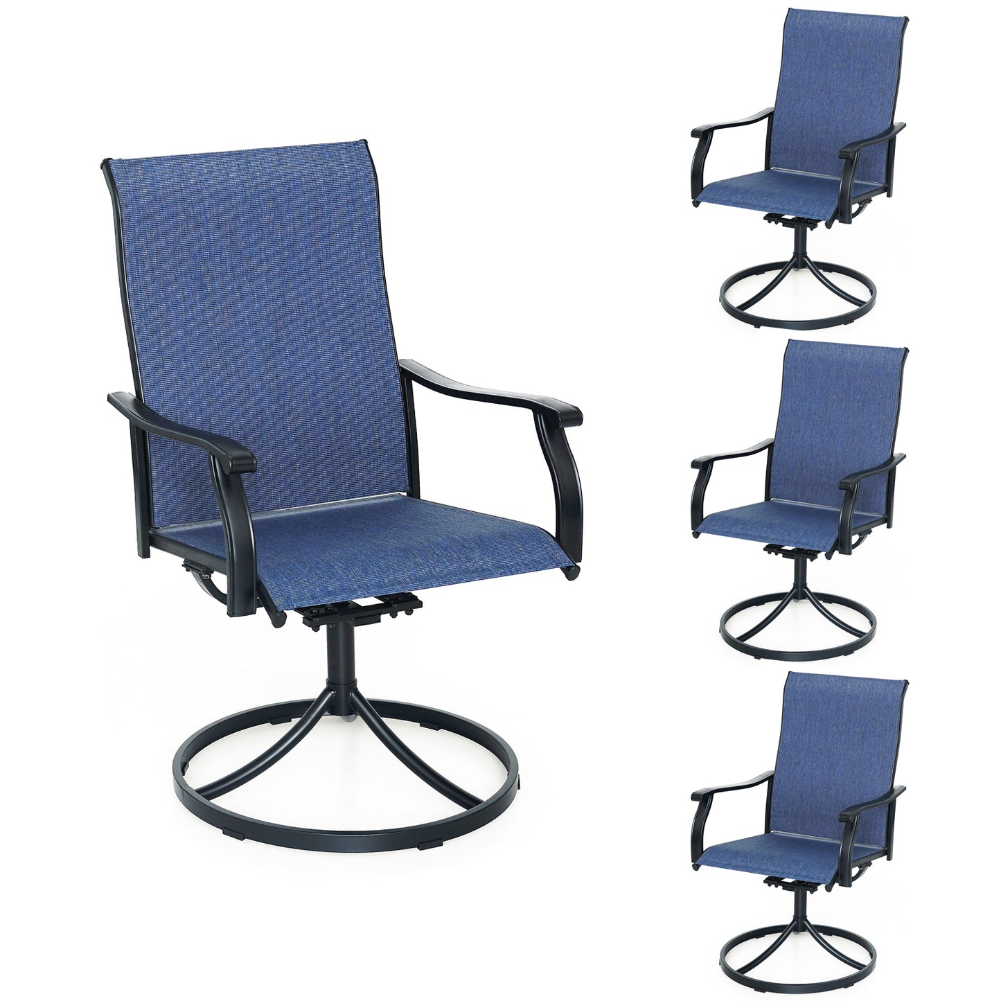 Swivel Patio Dining Chairs with Retro Arm