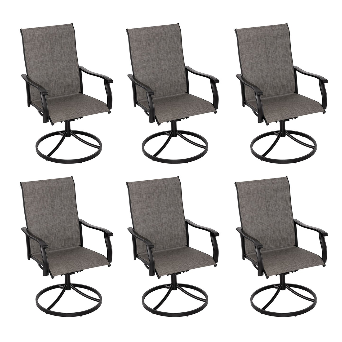 Swivel Patio Dining Chairs with Retro Arm